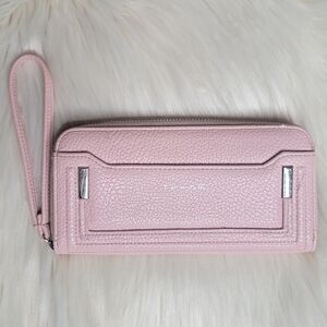 Tahari Pink Faux Leather Zip-Up Wristlet